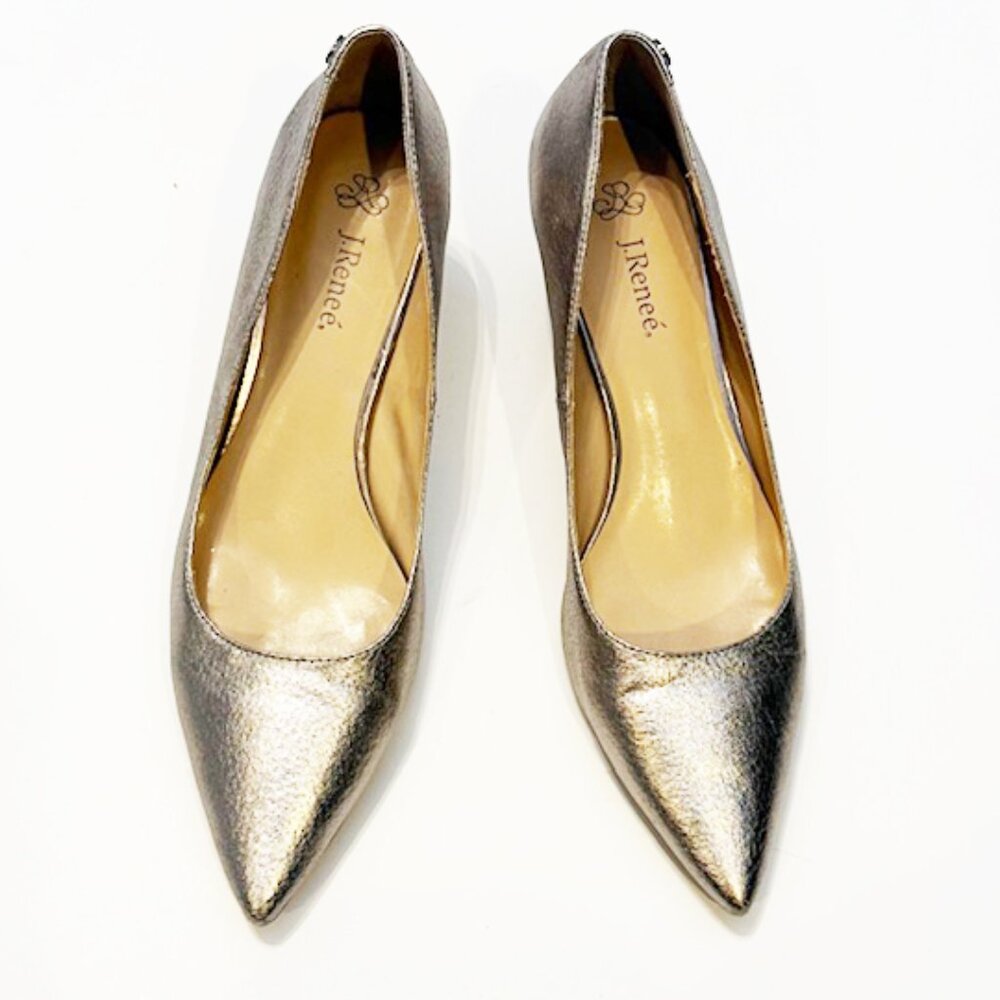J. Renee Kanan pointed-toe Pumps, gunmetal metallic finish, Size 11